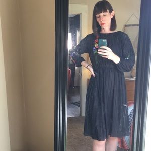 Vintage Black Dress with Flowers